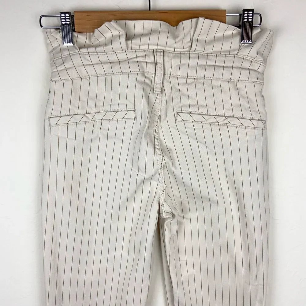 Free People Montella High-Rise Paperbag Pinstripe Jeans - Cream